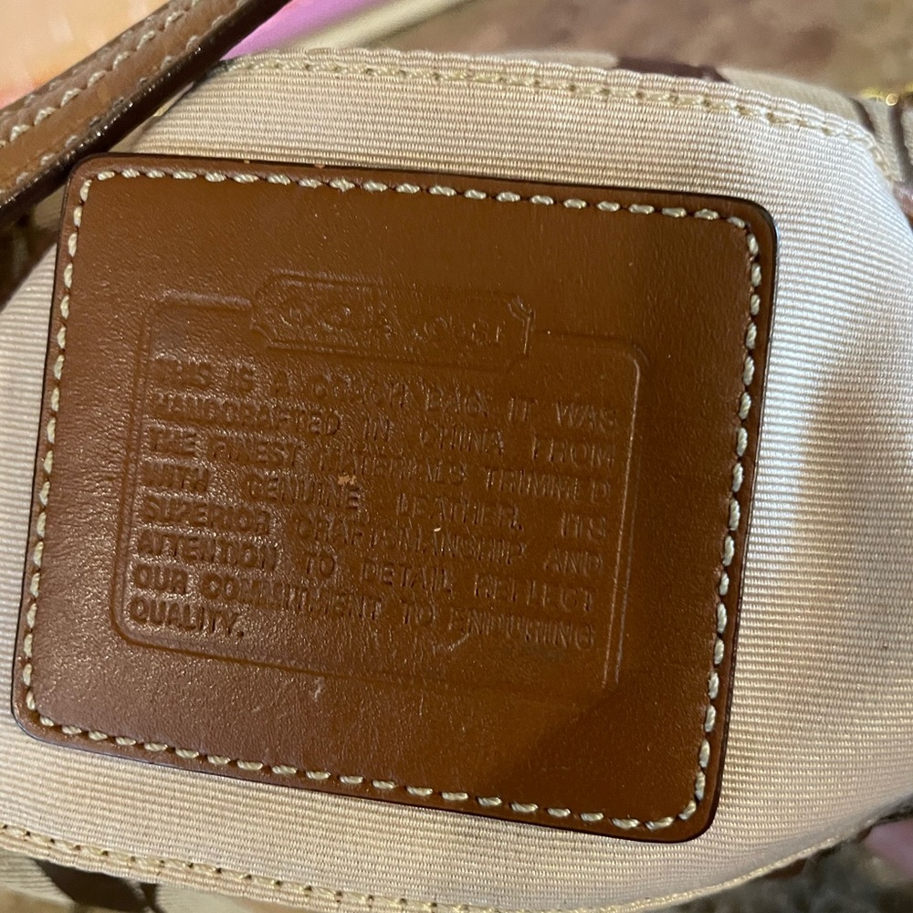 COACH Vintage Signature C Brown Mini Bag W/Tassel Upcycled Junk Gypsea Bag Chain - Picture 12 of 17